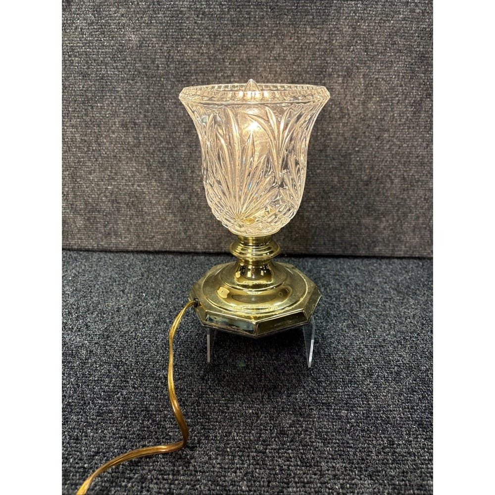 Vtg~Glass/Brass Table-Top Lamp~ 8" High Heavy